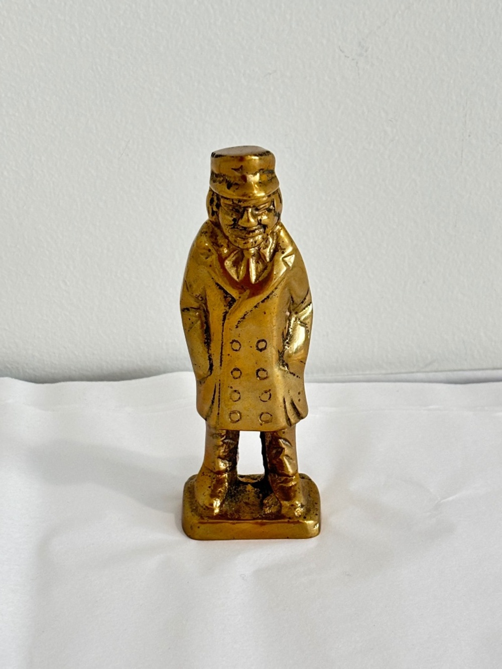 Vintage solid brass figurine "Old Salt" sea captain or fisherman mid century